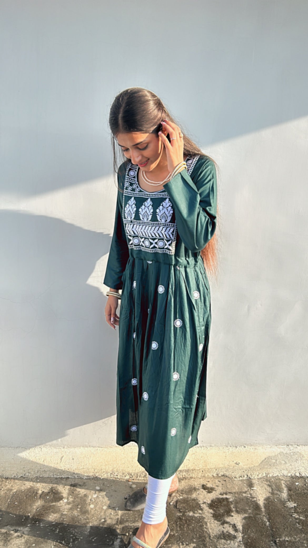 Green & Purple Hoor Chikankari Anarkali Combo