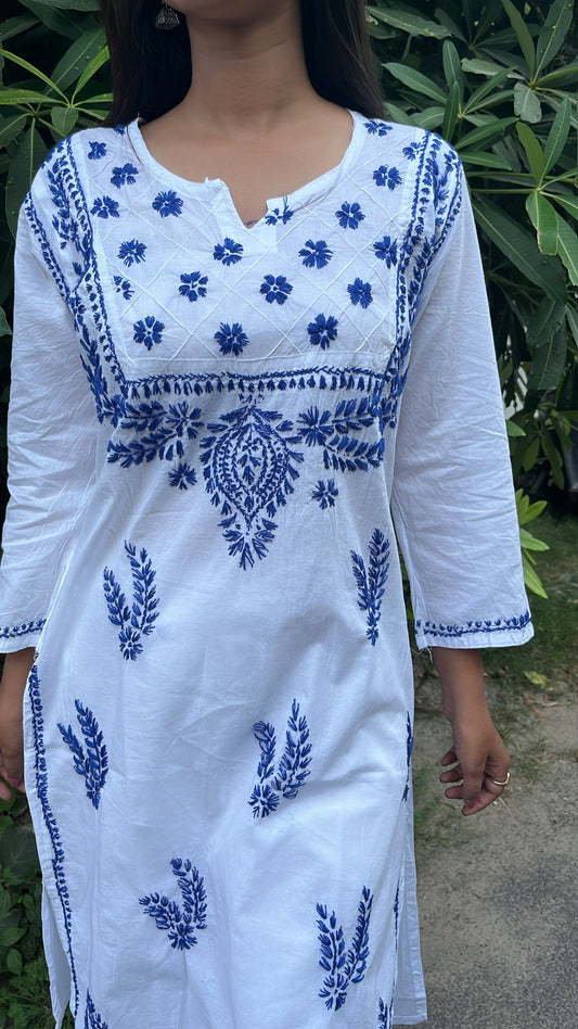 Sarvari Hand Crafted Chikankari Straight Kurta