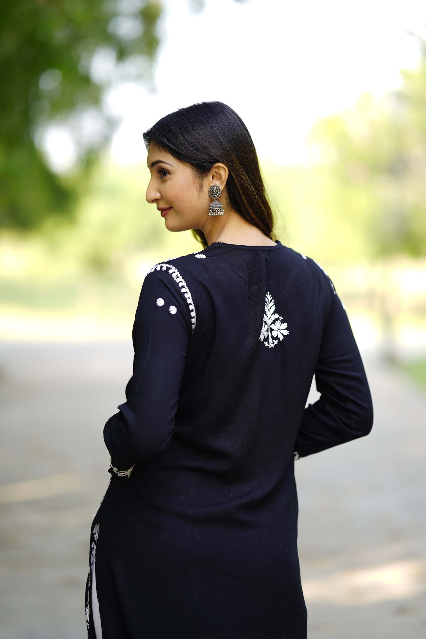 Midnight Black Embroidered Chikankari Kurta