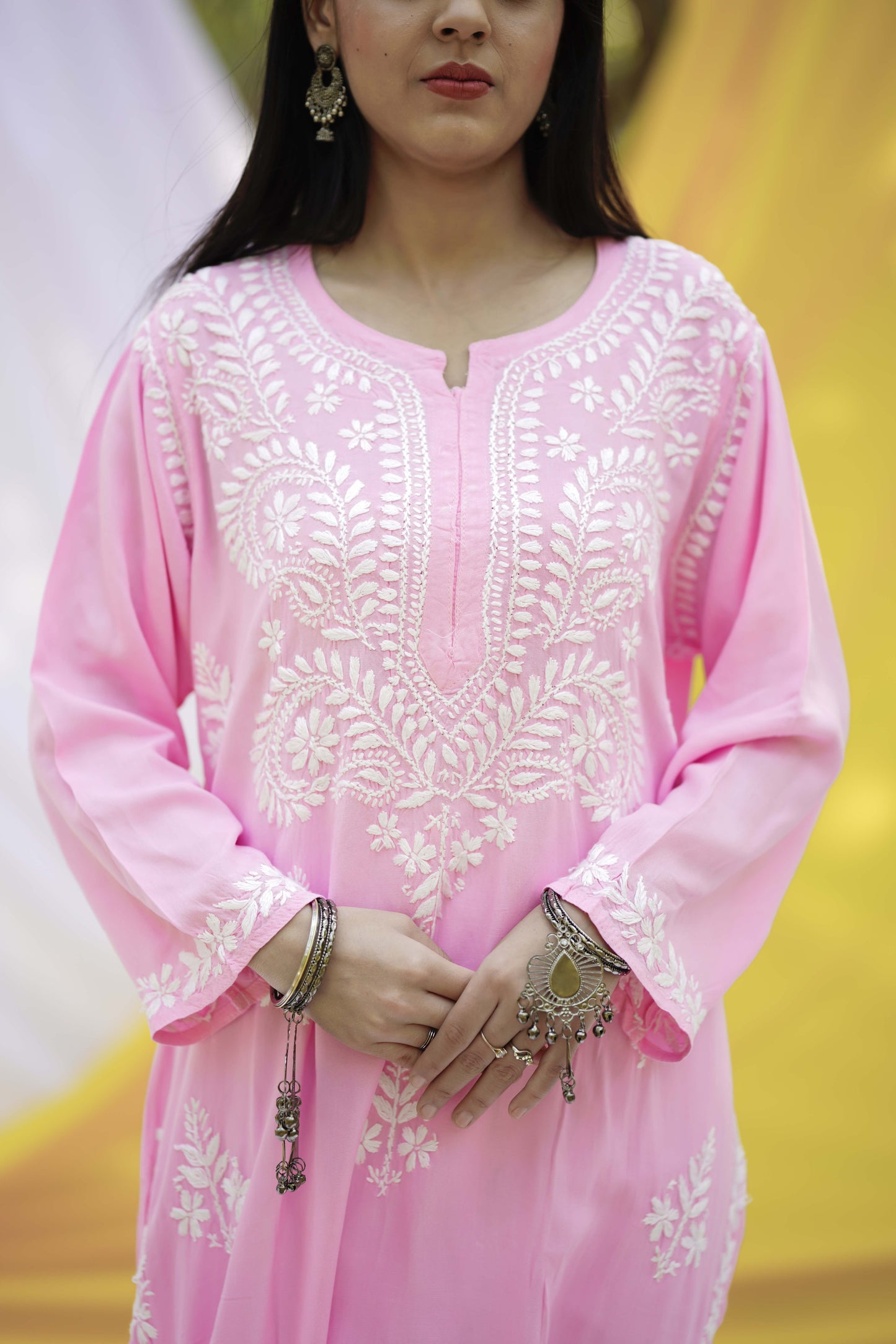 Ballet Pink Embroidered Chikankari Kurta