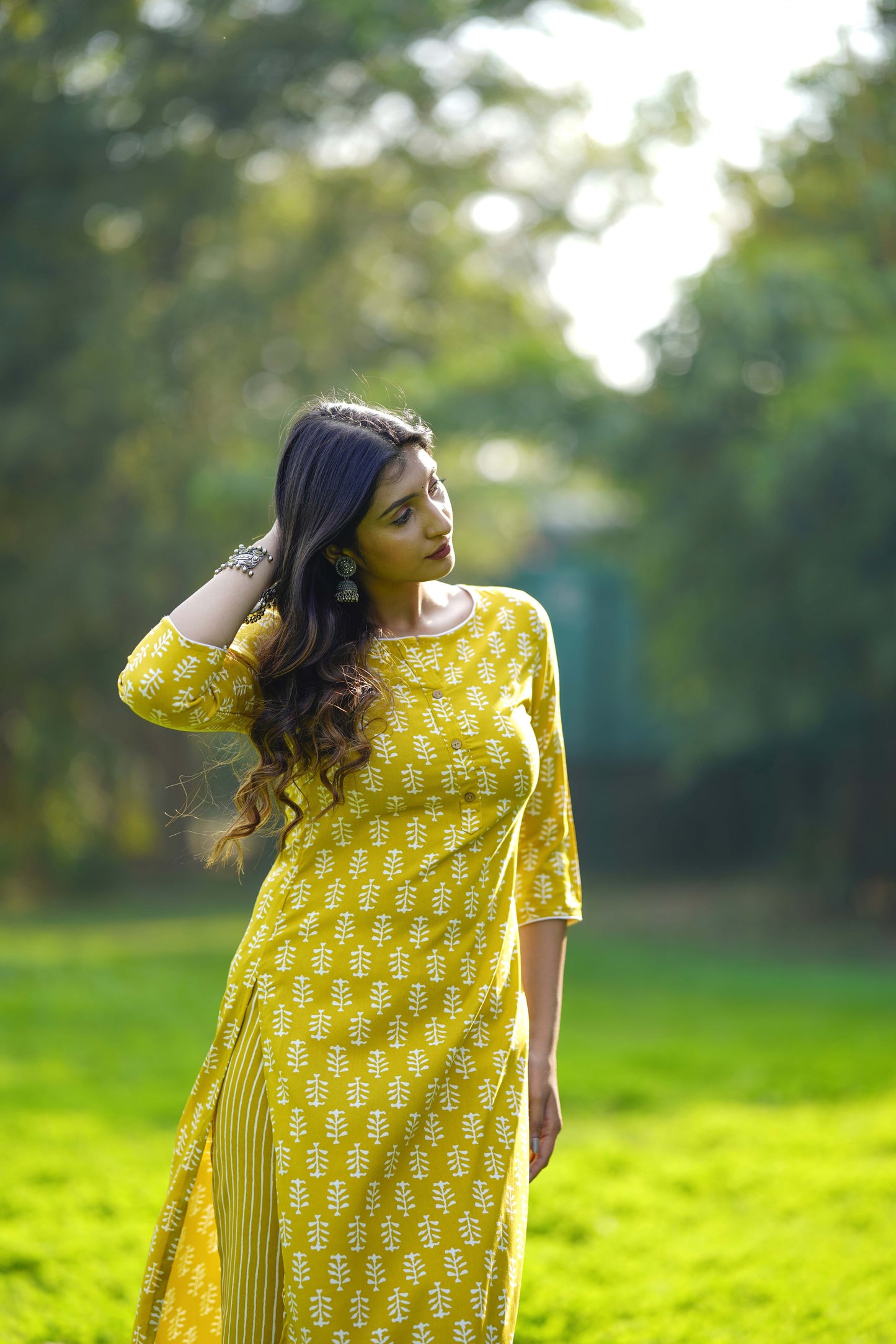 Yellow Cotton Straight Kurta With Trousers