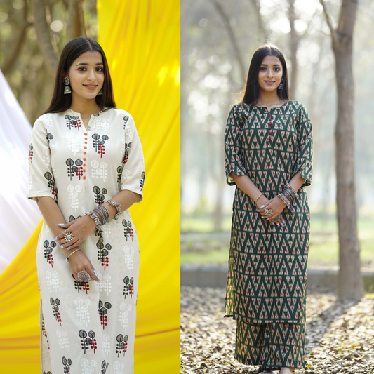 Printed Varnari Elite Green White Combo