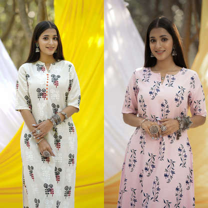 Printed Varnari Elite White Pink Combo