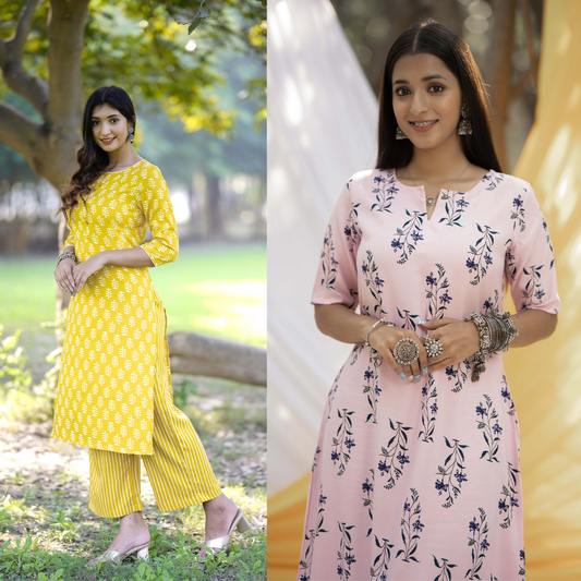 Printed Varnari Elite Yellow/Pink Combo