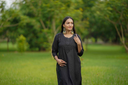 STARDUST BLACK CHIKANKARI KURTA