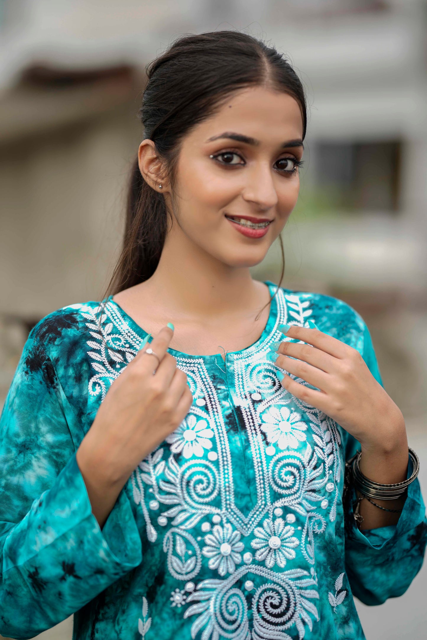 Black Aura Chikankari Kurti