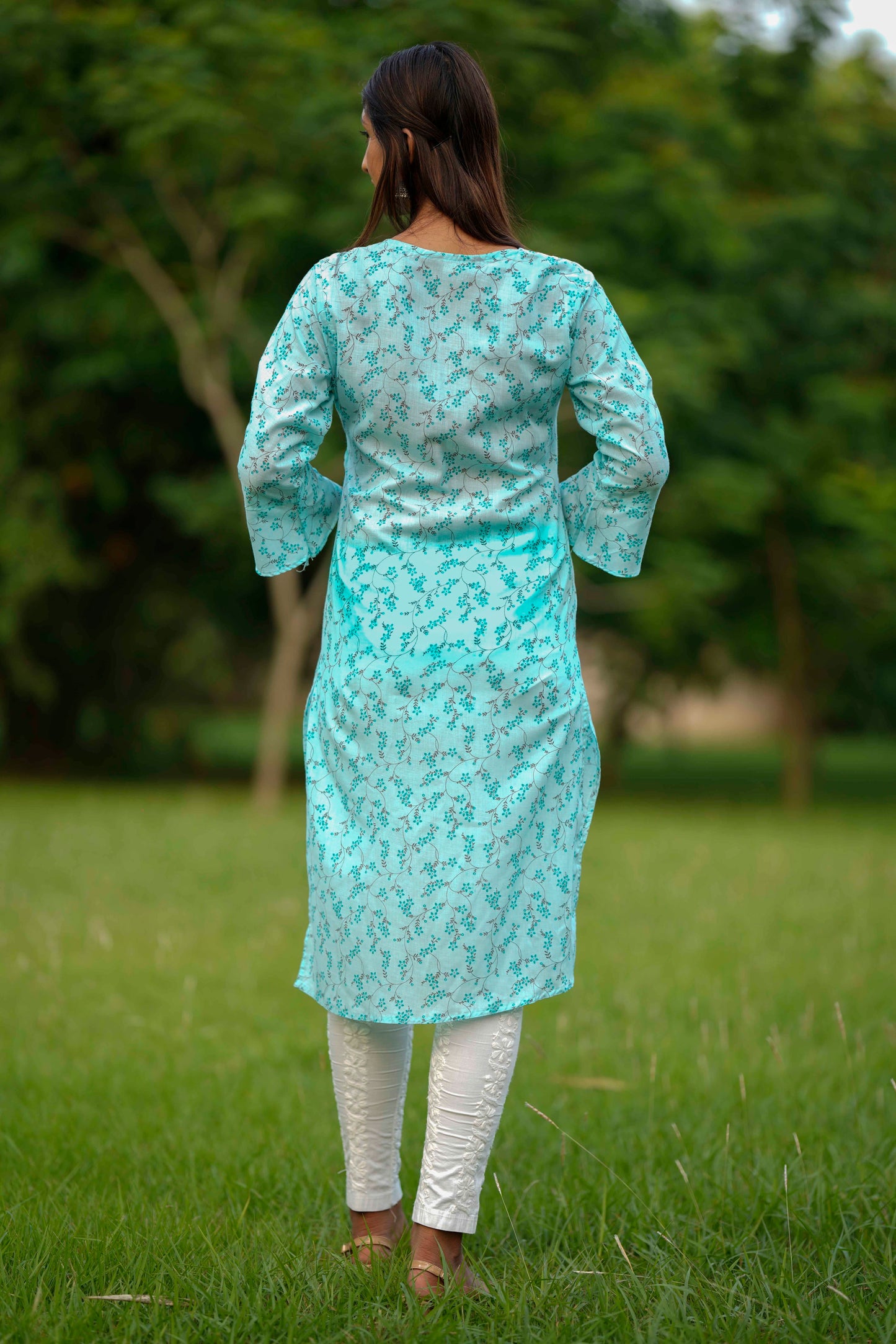 Green & Blue Aura Chikankari Combo